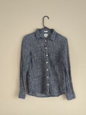 Small J.Crew Factory Boy Fit Button Up Long Sleeve Shirt Top Cotton Blue